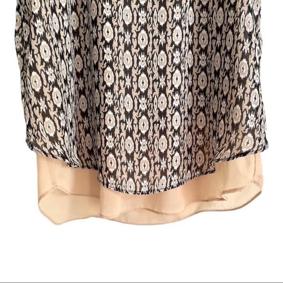 Maurices Split Back Layered Racerback Sleeveless Tank Black Tan Print Size Small - Picture 3 of 16